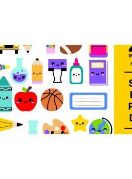 Intra απο ξύλο plywood 3mm-4mm πάχος - Πακέτο Cute School  Δίασταση 30x20 cm INTRAFABR-102369025