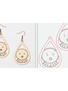 Σετ των 3 Intra απο ξύλο plywood 3mm-4mm πάχος - Χαριτωμένα θαλάσσια σκουλαρίκια με λέιζερ  Δίασταση 3x3 cm INTRAFABR-98856637