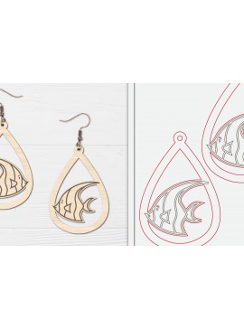 Σετ των 3 Intra απο ξύλο plywood 3mm-4mm πάχος - Χαριτωμένα θαλάσσια σκουλαρίκια με λέιζερ  Δίασταση 3x3 cm INTRAFABR-98855984