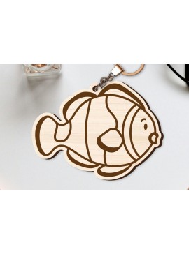 Σετ των 3 Intra απο ξύλο plywood 3mm-4mm πάχος - Χαριτωμένο θαλάσσιο μπρελόκ  Δίασταση 4x4 cm INTRAFABR-96259557