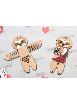 Intra απο ξύλο plywood 3mm-4mm πάχος - Cute Sloth Candy Holder Cut Laser Δίασταση 30x20 cm INTRAFABR-115695125