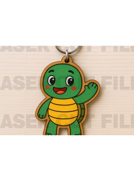 Σετ των 3 Intra απο ξύλο plywood 3mm-4mm πάχος -   Μπρελόκ Cute Turtle Δίασταση 4x4 cm INTRAFABR-122045976