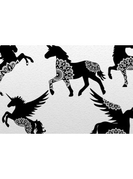 Σετ των 2 Intra απο ξύλο plywood 3mm-4mm πάχος - Cute Unicorn Laser Cut Floral  Δίασταση 30x20 cm INTRAFABR-29507654