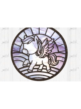 Σετ των 2 Intra απο ξύλο plywood 3mm-4mm πάχος - Χαριτωμένο Unicorn Suncatcher  Δίασταση 30x20 cm INTRAFABR-124517480