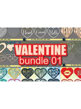 Σετ των 3 Intra απο ξύλο plywood 3mm-4mm πάχος - Πακέτο υ Cute Valentine Heart  Cut Δίασταση 25x25 cm INTRAFABR-54096351