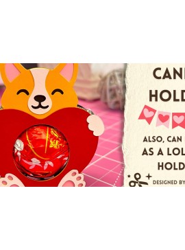 Σετ των 2 Intra απο ξύλο plywood 3mm-4mm πάχος - Χαριτωμένο Valentines Corgi με Heart  Δίασταση 20x20 cm INTRAFABR-90975679