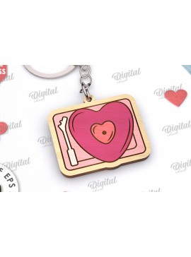 Σετ των 3 Intra απο ξύλο plywood 3mm-4mm πάχος - Χαριτωμένο μπρελόκ Αγίου Βαλεντίνου  Δίασταση 4x4 cm INTRAFABR-111984665