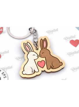 Σετ των 3 Intra απο ξύλο plywood 3mm-4mm πάχος - Χαριτωμένο μπρελόκ Αγίου Βαλεντίνου  Δίασταση 4x4 cm INTRAFABR-111984780