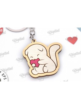 Σετ των 3 Intra απο ξύλο plywood 3mm-4mm πάχος - Χαριτωμένο μπρελόκ Αγίου Βαλεντίνου  Δίασταση 4x4 cm INTRAFABR-111984914