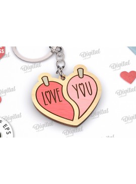 Σετ των 3 Intra απο ξύλο plywood 3mm-4mm πάχος - Χαριτωμένο μπρελόκ Αγίου Βαλεντίνου  Δίασταση 4x4 cm INTRAFABR-111985065