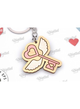 Σετ των 3 Intra απο ξύλο plywood 3mm-4mm πάχος - Χαριτωμένο μπρελόκ Αγίου Βαλεντίνου  Δίασταση 4x4 cm INTRAFABR-111984623