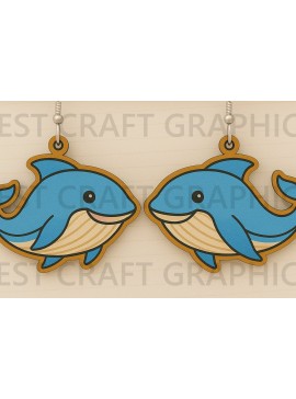 Σετ των 3 Intra απο ξύλο plywood 3mm-4mm πάχος - Χαριτωμένα σκουλαρίκια φάλαινας  Δίασταση 3x3 cm INTRAFABR-123128438