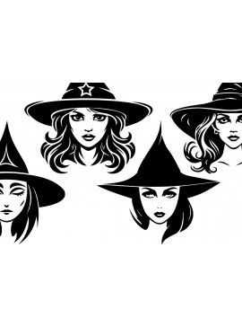 Intra απο ξύλο plywood 3mm-4mm πάχος - Διανυσματικό  Cute Witch  | Πρόσωπο μάγισσας Δίασταση 30x20 cm INTRAFABR-80631421