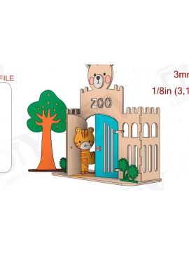 Intra απο ξύλο plywood 3mm-4mm πάχος - Ψηφιακό  Cute Zoo Cut Laser Δίασταση 265x225 cm INTRAFABR-110904380