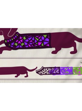 Σετ των 2 Intra απο ξύλο plywood 3mm-4mm πάχος - Dachshund σε 3D ρούχα  Δίασταση 20x20 cm INTRAFABR-24951801