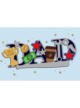 Σετ των 2 Intra απο ξύλο plywood 3mm-4mm πάχος - Dad Cake Topper 3D  Δίασταση 20x20 cm INTRAFABR-123784073