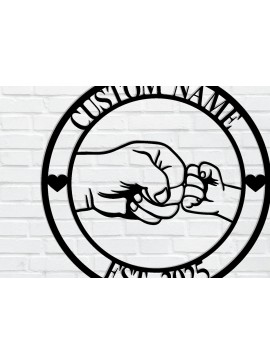 Σετ των 2 Intra απο ξύλο plywood 3mm-4mm πάχος - Dad Fist Bump Παιδικά ονόματα Μεταλλική πινακίδα Δίασταση 3600x3600 cm INTRAFABR-122910116