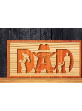 Intra απο ξύλο plywood 3mm-4mm πάχος - Dad Laser Cut Design Δίασταση 30x20 cm INTRAFABR-30928067