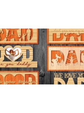 Σετ των 2 Intra απο ξύλο plywood 3mm-4mm πάχος - Πακέτο σχεδίασης κοπής λέιζερ Dad Δίασταση 20x20 cm INTRAFABR-30928189