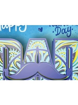 Σετ των 2 Intra απο ξύλο plywood 3mm-4mm πάχος - Dad Mustache , 5 Layers , Mandala Δίασταση 30x30 cm INTRAFABR-31233521