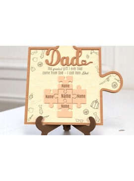 Intra απο ξύλο plywood 3mm-4mm πάχος - Πινακίδα Dad Puzzle – Δώρο προσαρμοσμένου ονόματος Δίασταση 30x20 cm INTRAFABR-121915402
