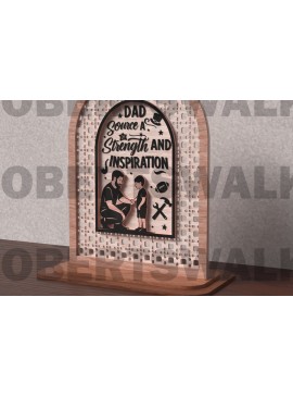 Σετ των 2 Intra απο ξύλο plywood 3mm-4mm πάχος - Dad Strength and Inspiration  Δίασταση 20x20 cm INTRAFABR-121720667