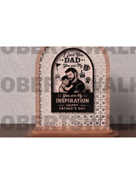 Σετ των 2 Intra απο ξύλο plywood 3mm-4mm πάχος - Dad You're My Inspiration  Δίασταση 20x20 cm INTRAFABR-121719068