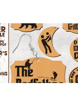 Σετ των 3 Intra απο ξύλο plywood 3mm-4mm πάχος - Πακέτο  Σκουλαρίκια Daddy Bear Δίασταση 3x3 cm INTRAFABR-31066028