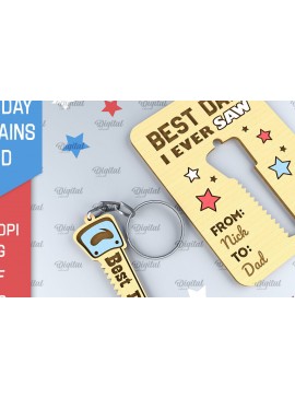 Σετ των 3 Intra απο ξύλο plywood 3mm-4mm πάχος - Dads Day Keychains Card Laser cut Δίασταση 4x4 cm INTRAFABR-94845228
