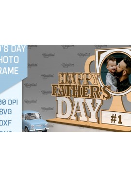 Σετ των 2 Intra απο ξύλο plywood 3mm-4mm πάχος - με κορνίζα για την ημέρα του πατέρα Δίασταση 20x25 cm INTRAFABR-92153879