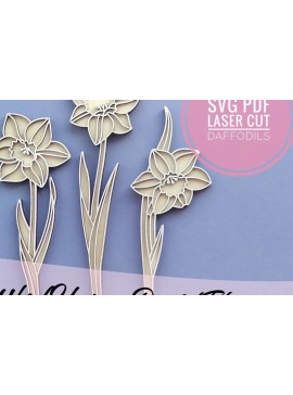 Σετ των 2 Intra απο ξύλο plywood 3mm-4mm πάχος - Daffodils  Laser Cut Flower Δίασταση 20x20 cm INTRAFABR-33628550