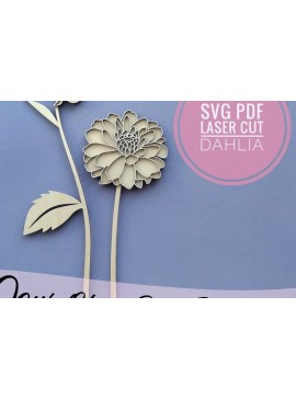 Σετ των 2 Intra απο ξύλο plywood 3mm-4mm πάχος - Dahlia  Laser Cut Flower Δίασταση 20x20 cm INTRAFABR-33538780