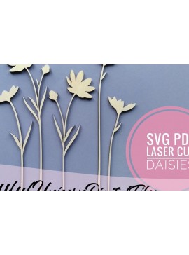 Σετ των 2 Intra απο ξύλο plywood 3mm-4mm πάχος - Αποκοπή υ  Bundle Daisies Δίασταση 20x20 cm INTRAFABR-34211833