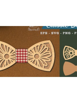 Σετ των 2 Intra απο ξύλο plywood 3mm-4mm πάχος - Daisy Flower Παπιγιόν με κομμένο λέιζερ  Δίασταση 20x20 cm INTRAFABR-112131454