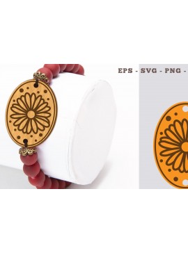 Σετ των 3 Intra απο ξύλο plywood 3mm-4mm πάχος - Βραχιόλι Daisy Flower Cut Laser  1 Δίασταση 4x4 cm INTRAFABR-104773710