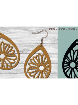 Σετ των 3 Intra απο ξύλο plywood 3mm-4mm πάχος - Σκουλαρίκια Daisy Flower Cut Laser  Δίασταση 3x3 cm INTRAFABR-103776727