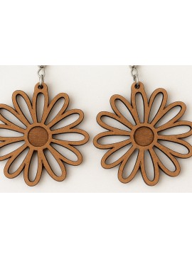 Σετ των 3 Intra απο ξύλο plywood 3mm-4mm πάχος - Σκουλαρίκια Daisy Flower κομμένα με λέιζερ Δίασταση 3x3 cm INTRAFABR-120635668