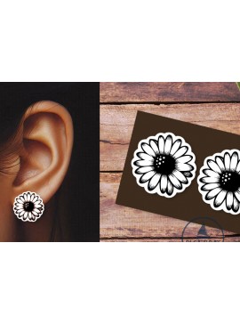 Σετ των 3 Intra απο ξύλο plywood 3mm-4mm πάχος - Daisy Summer Earrings  | Χαμομήλι Δίασταση 3x3 cm INTRAFABR-120333052