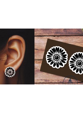 Σετ των 3 Intra απο ξύλο plywood 3mm-4mm πάχος - Daisy Summer Earrings  |  Δίασταση 3x3 cm INTRAFABR-120168565