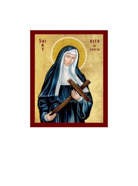 Εικόνα Ορθοδοξίας με περίγραμμα χρυσό σε ξύλο Φλαμουρίας  με  βάση Εικόνα Αγίας Ρίτας της Κασκίας, Χειροποίητη Θρησκευτική Εικόνα Αγίας Ρίτας, Πλακέτα Βυζαντινής Τέχνης, Χριστιανική Θρησκευτική Τέχνη Διάσταση 50x40 cm (19,7 x 15,8 ίντσες)  INTRAEK-6543216