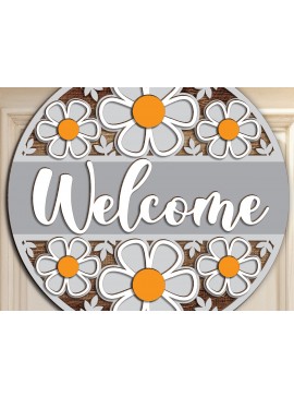 Intra απο ξύλο plywood 3mm-4mm πάχος - Daisy Welcome Door Hanger  Δίασταση 30x20 cm INTRAFABR-123053600