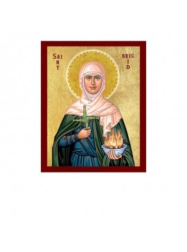 Εικόνα Ορθοδοξίας με περίγραμμα χρυσό σε ξύλο Φλαμουρίας  με  βάση Εικόνα Saint Brigid of Ireland, Χειροποίητη Χριστιανική Εικόνα της Αγίας Brigid of Ireland, Κρεμαστή πλάκα Βυζαντινής Τέχνης, Χριστιανική Θρησκευτική Τέχνη Διάσταση 50x40 cm (19,7 x 15,8 ί