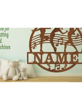 Σετ των 2 Intra απο ξύλο plywood 3mm-4mm πάχος - Πινακίδα ονόματος χορεύτριας, , τοίχος με θέμα τη μουσική Δίασταση 30x20 cm INTRAFABR-73181306