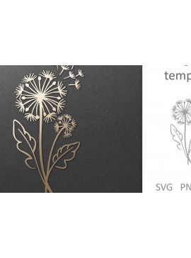 Σετ των 2 Intra απο ξύλο plywood 3mm-4mm πάχος - Dandelion Flower , Χαρτί & Laser Cut Δίασταση 30x20 cm INTRAFABR-99020081