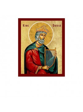 Εικόνα Ορθοδοξίας με περίγραμμα χρυσό σε ξύλο Φλαμουρίας  με  βάση Εικόνα Προφήτη Βασιλιά Δαυίδ, Χειροποίητη Χριστιανική Εικόνα του Προφήτη Βασιλιά Δαυίδ, Πλακέτα Βυζαντινής Τέχνης, Χριστιανική Θρησκευτική Τέχνη Διάσταση 50x40 cm (19,7 x 15,8 ίντσες)  INT