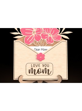 Σετ των 2 Intra απο ξύλο plywood 3mm-4mm πάχος - Αγαπητή μαμά Floral φάκελος  Δίασταση 30x20 cm INTRAFABR-119418771