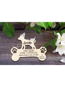 Σετ των 3 Intra απο ξύλο plywood 3mm-4mm πάχος - Αγαπητέ Χριστουγεννιάτικο στολίδι για σκύλους Άγιου Βασίλη Δίασταση 6x6 cm INTRAFABR-34352536