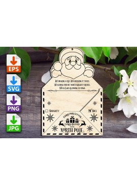 Σετ των 2 Intra απο ξύλο plywood 3mm-4mm πάχος - Αγαπητέ Santa Envelope V2 Δίασταση 20x20 cm INTRAFABR-42213195