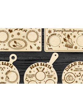 Σετ των 2 Intra απο ξύλο plywood 3mm-4mm πάχος - Αγαπητή δέσμη κοπής με λέιζερ δίσκου Santa Δίασταση 20x20 cm INTRAFABR-110567742