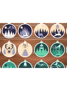 Σετ των 2 Intra απο ξύλο plywood 3mm-4mm πάχος - Διακόσμηση Χριστουγεννιάτικη  3D  Δίασταση 15x15 cm INTRAFABR-18175476